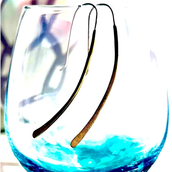 Silpada Sterling Silver & Hammered Brass Threader Earrings Beautiful 😍 !! - Picture 1 of 5